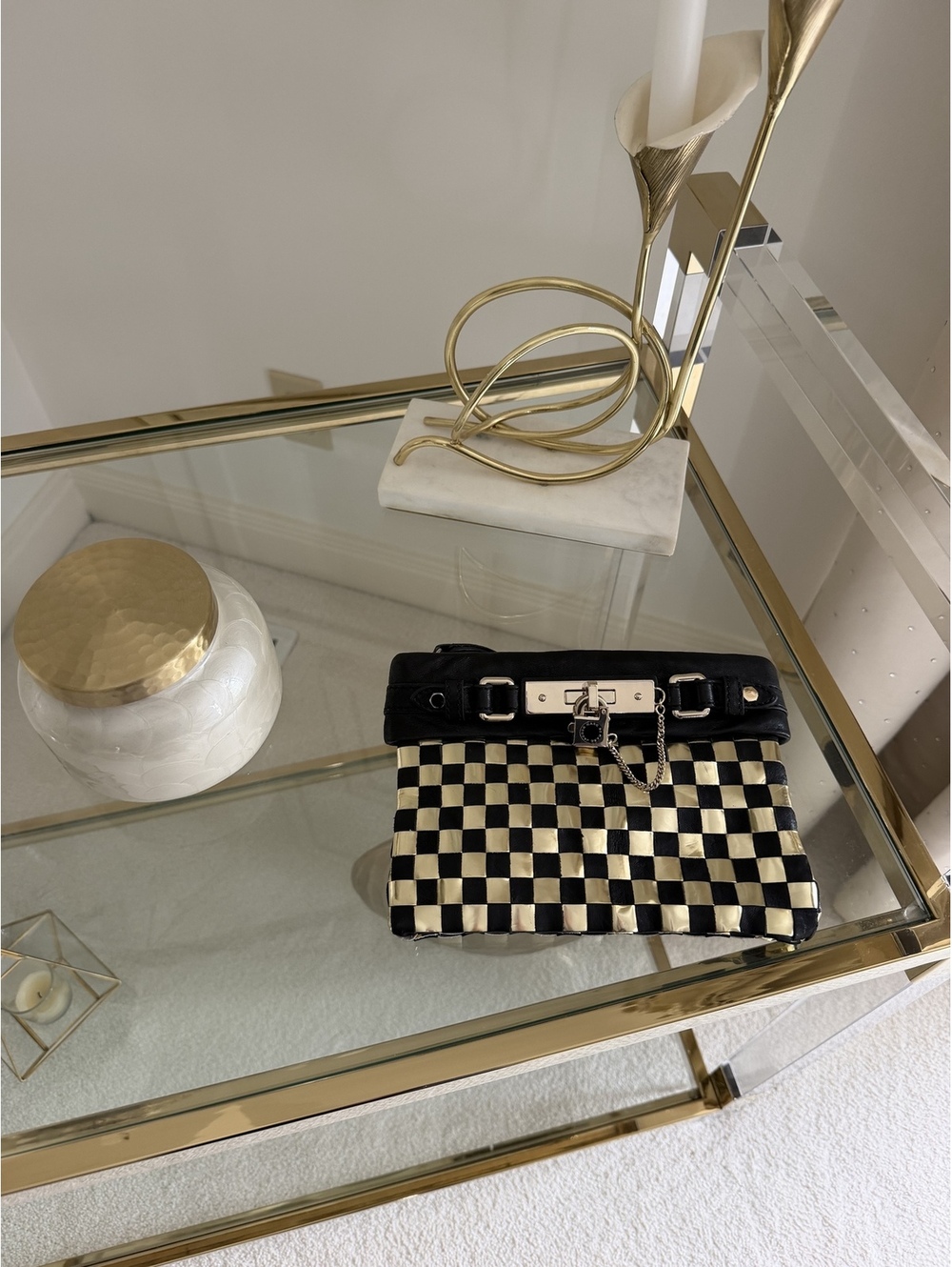 Marc by Marc Jacobs Large Woven Checkerboard Leather Wristlet Padlock Collection
